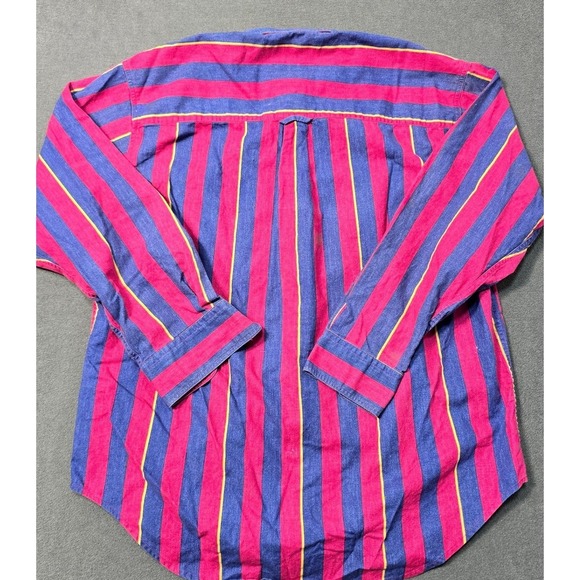 Vintage 90s Chaps Ralph Lauren Vertical Stripe Rugby Style Shirt Size L Y2K - Picture 7 of 10